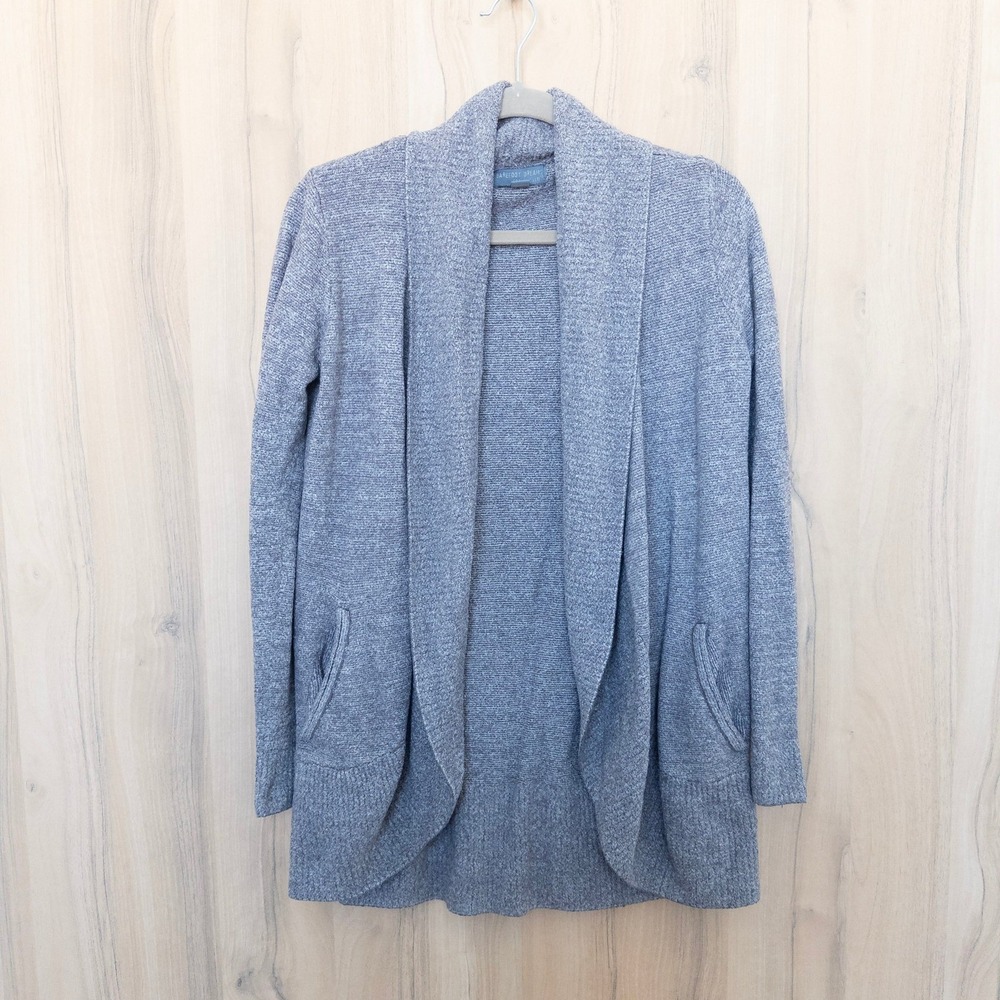 Barefoot Dreams Women Cardigan M Gray CozyChic Lite Draped Open Front 452